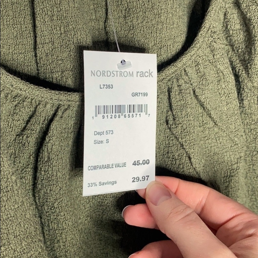 Madewell tiered-sleeved top in moss green size S - Picture 9 of 9